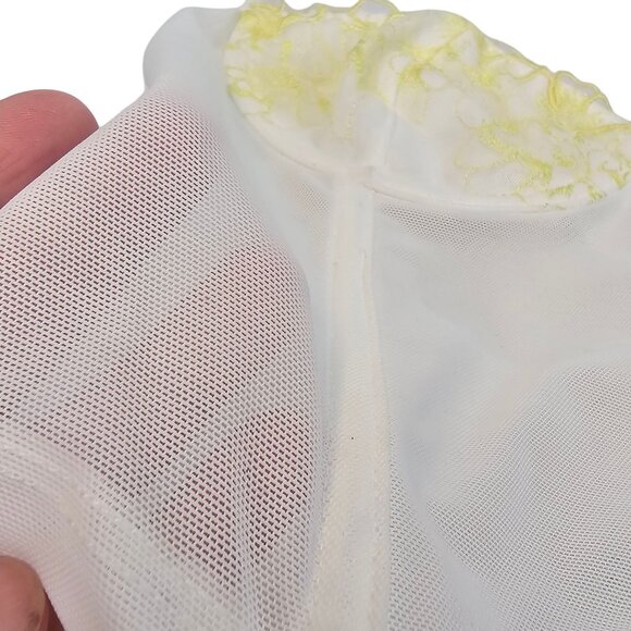 Y2K Festival Party Dainty White Lace Yellow Floral Corset‎ Crop Top White Fox M - Picture 7 of 12